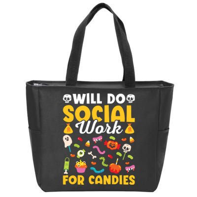 Will Do Social Work Funny Social Worker Halloween Zip Tote Bag