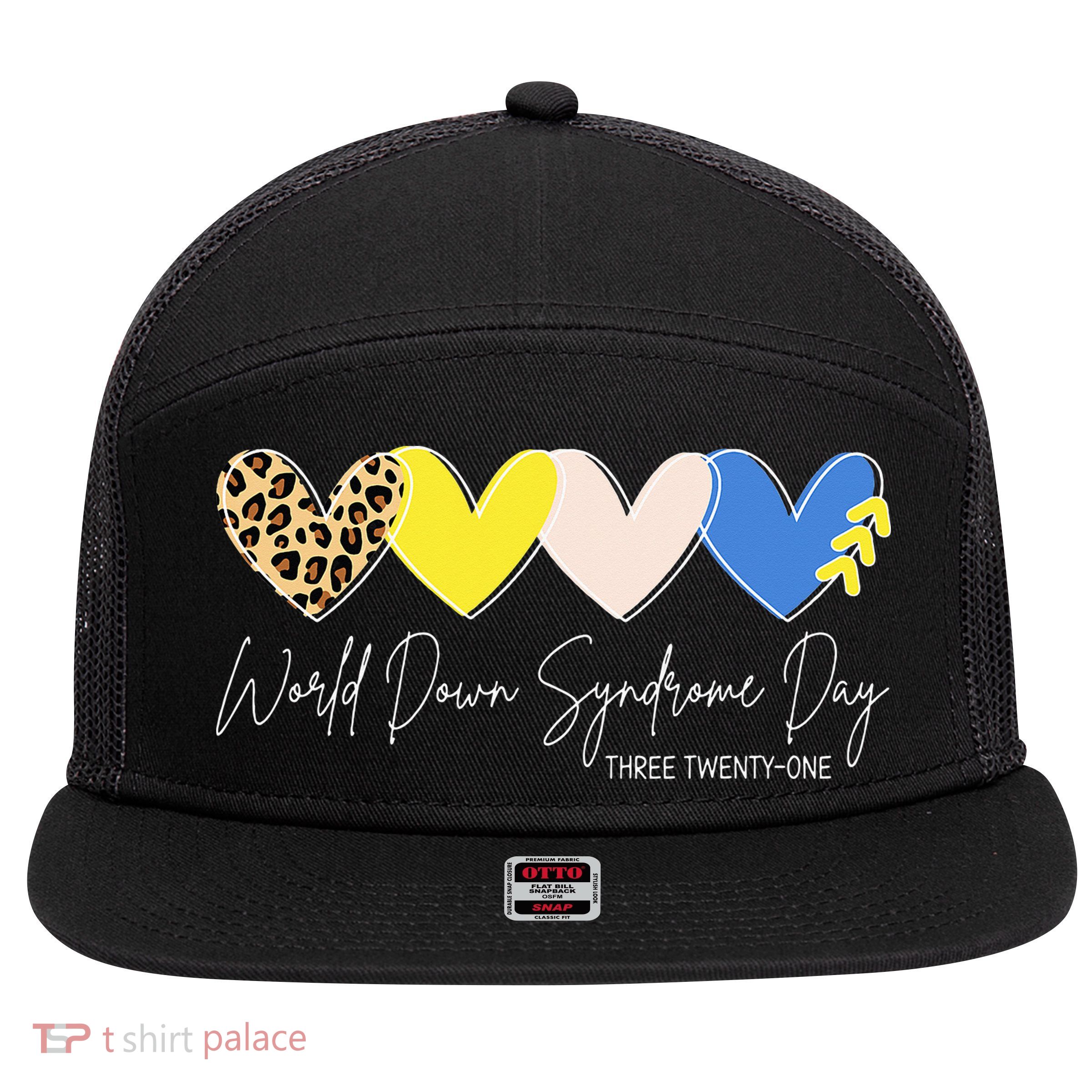World Down Syndrome Awareness Day 3.21 Trisomy Support 7 Panel Mesh Trucker Snapback Hat