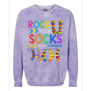 World Down Syndrome Day Rock Your Socks Awareness Colorblast Crewneck Sweatshirt