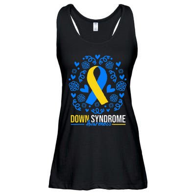 World Down Syndrome Awareness Day Ribbon March 21 Ladies Essential Flowy Tank