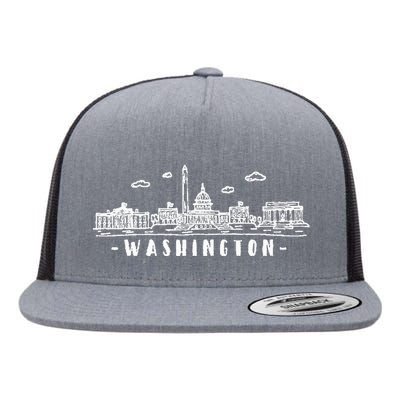 Washington Dc Skyline Flat Bill Trucker Hat