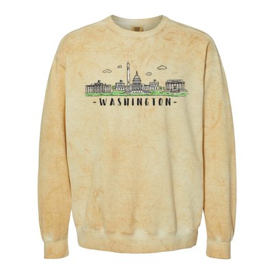 Washington Dc Skyline Vintage Colorblast Crewneck Sweatshirt