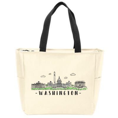 Washington Dc Skyline Vintage Zip Tote Bag
