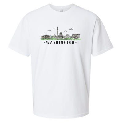 Washington Dc Skyline Vintage Sueded Cloud Jersey T-Shirt