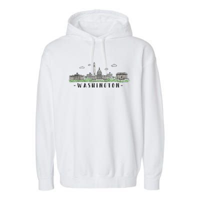 Washington Dc Skyline Vintage Garment-Dyed Fleece Hoodie