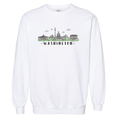 Washington Dc Skyline Vintage Garment-Dyed Sweatshirt