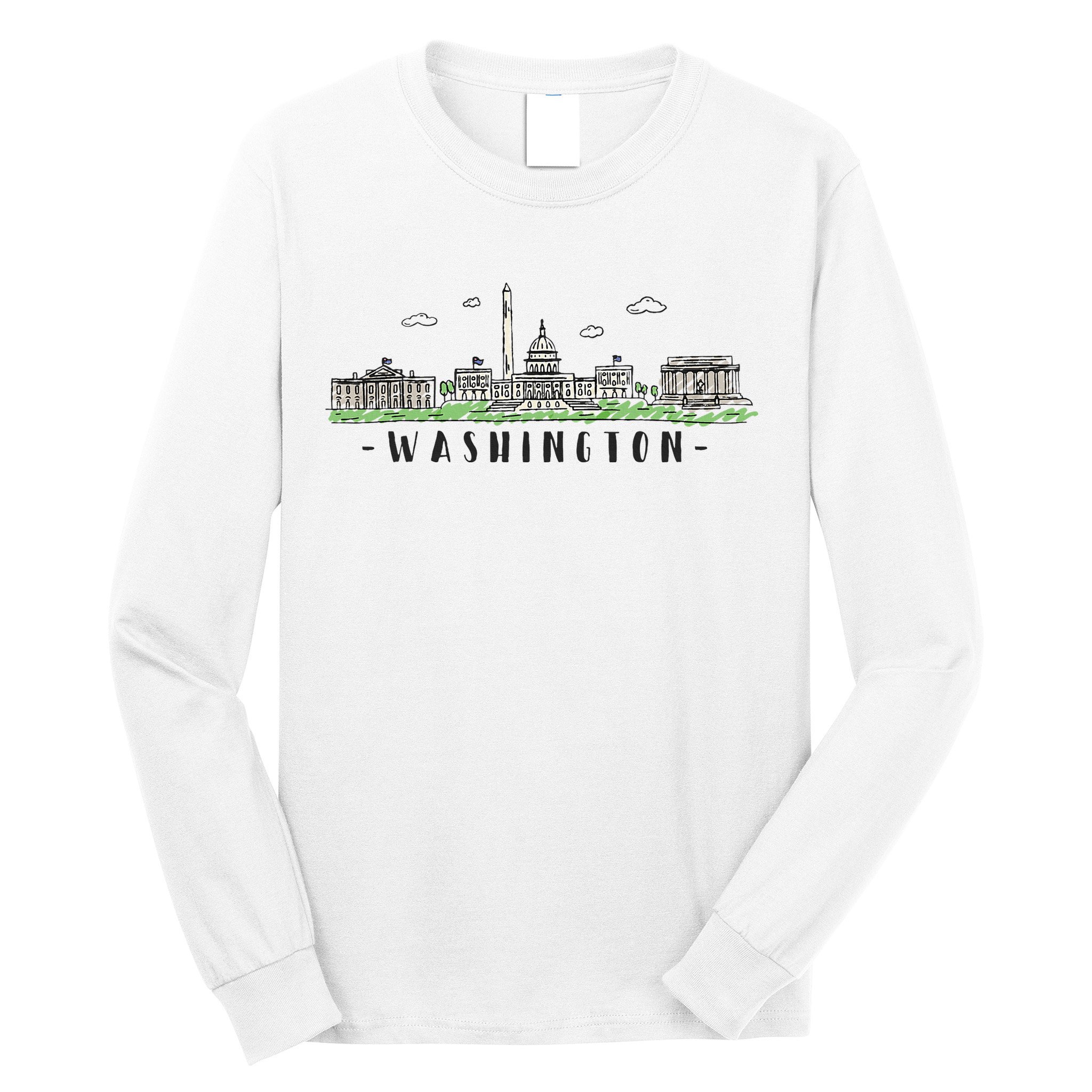 Washington Dc Skyline Vintage Long Sleeve Shirt
