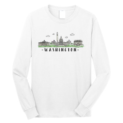 Washington Dc Skyline Vintage Long Sleeve Shirt