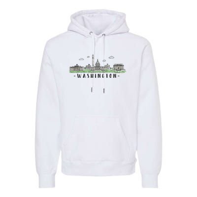 Washington Dc Skyline Vintage Premium Hoodie