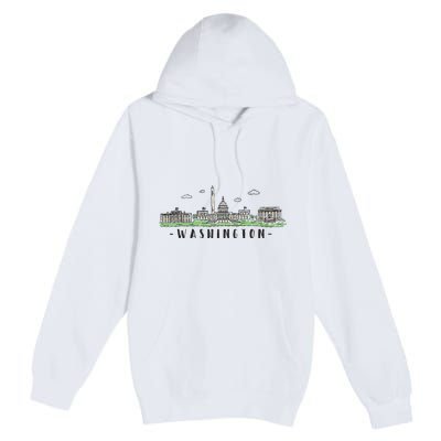 Washington Dc Skyline Vintage Premium Pullover Hoodie