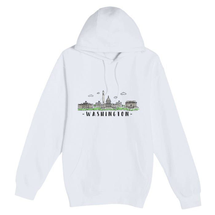 Washington Dc Skyline Vintage Premium Pullover Hoodie