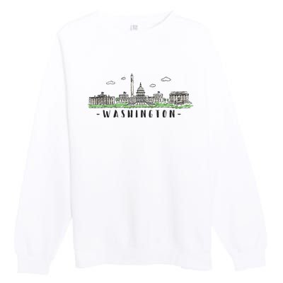 Washington Dc Skyline Vintage Premium Crewneck Sweatshirt