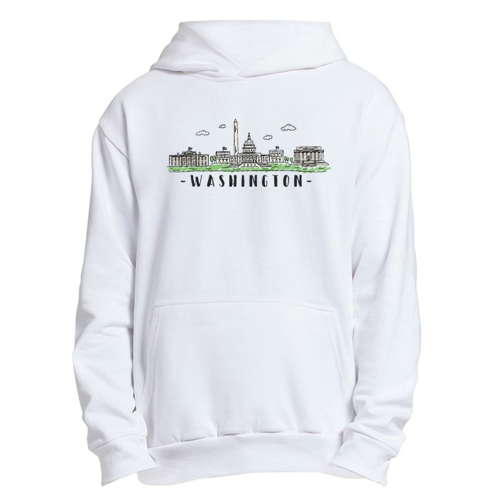 Washington Dc Skyline Vintage Urban Pullover Hoodie