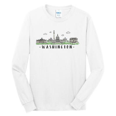 Washington Dc Skyline Vintage Tall Long Sleeve T-Shirt