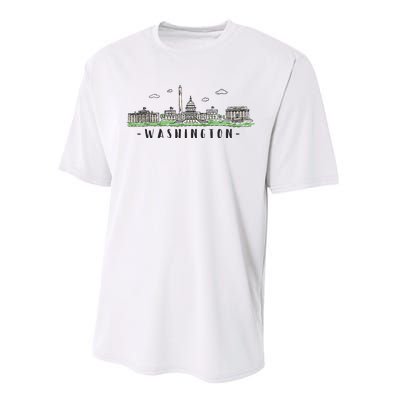 Washington Dc Skyline Vintage Performance Sprint T-Shirt