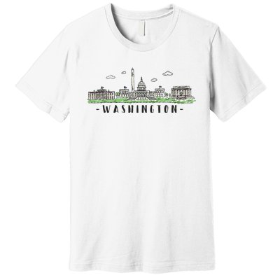 Washington Dc Skyline Vintage Premium T-Shirt