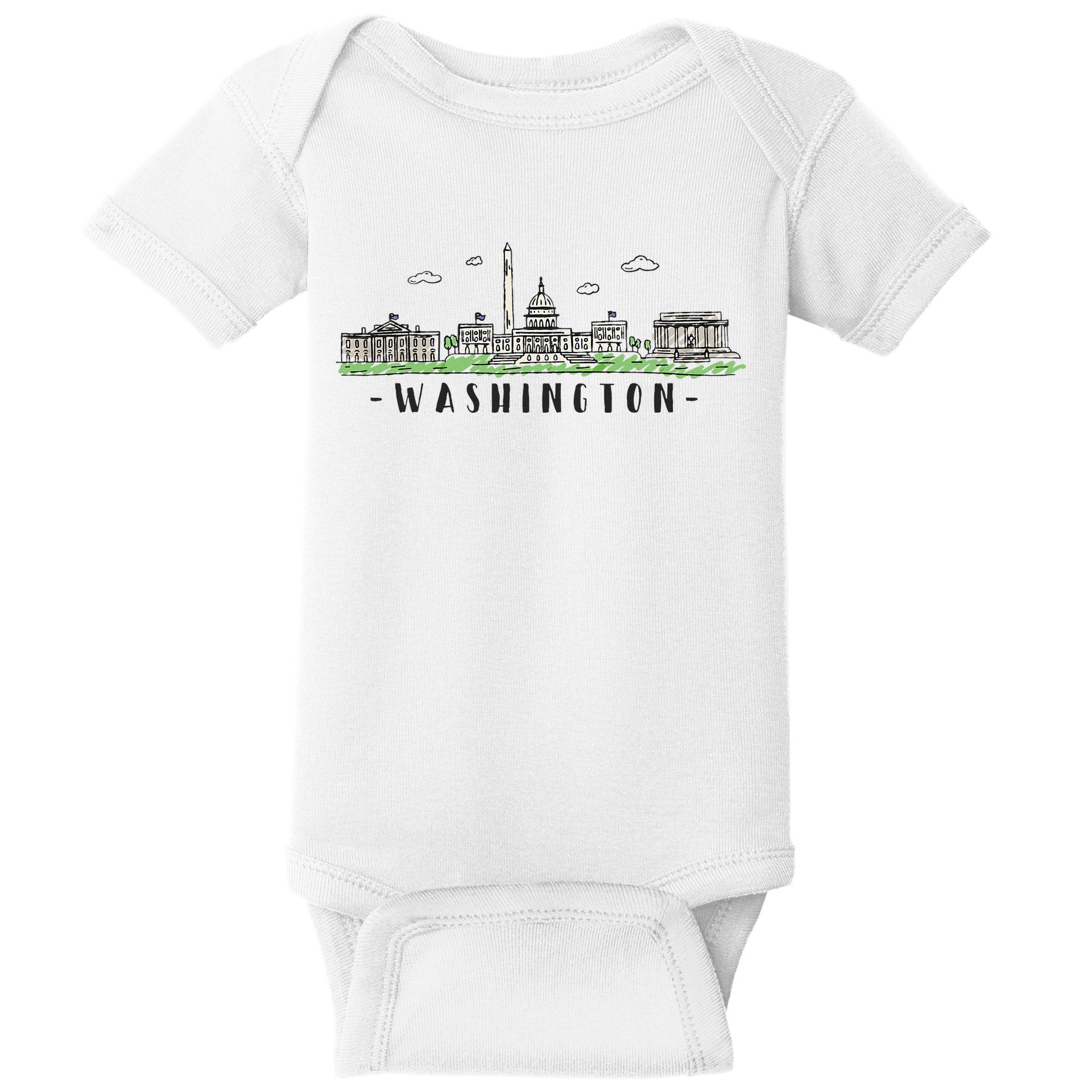 Washington Dc Skyline Vintage Baby Bodysuit