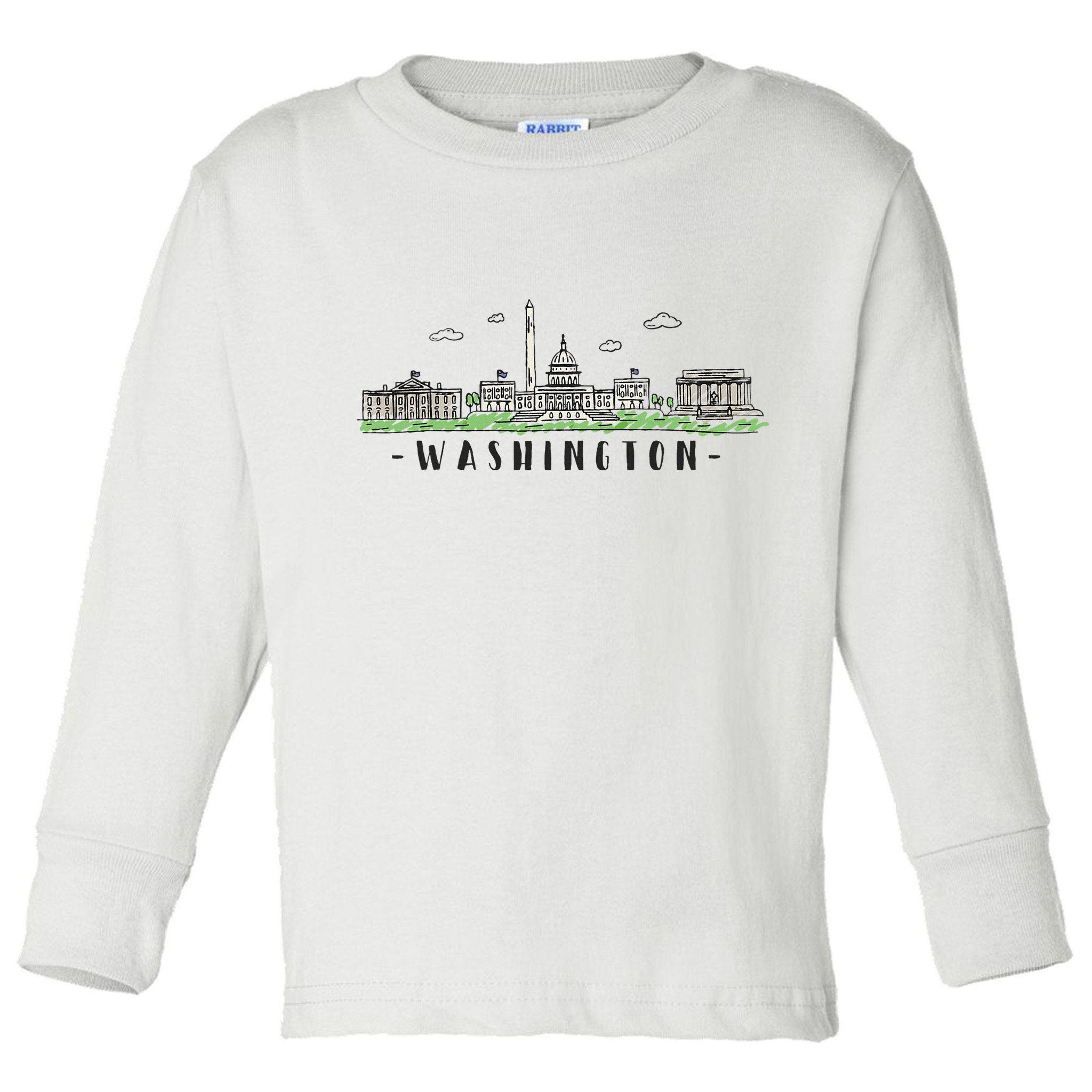 Washington Dc Skyline Vintage Toddler Long Sleeve Shirt