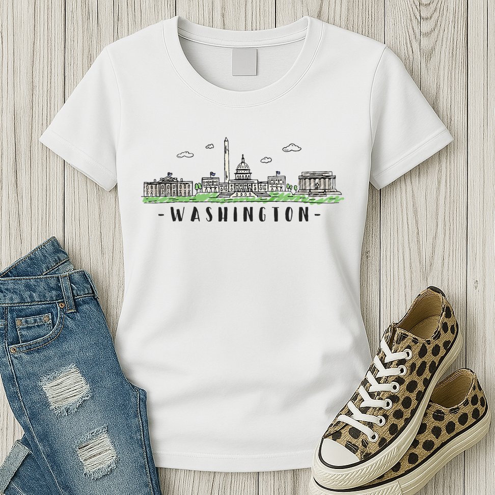 Washington Dc Skyline Vintage Womens T-Shirt