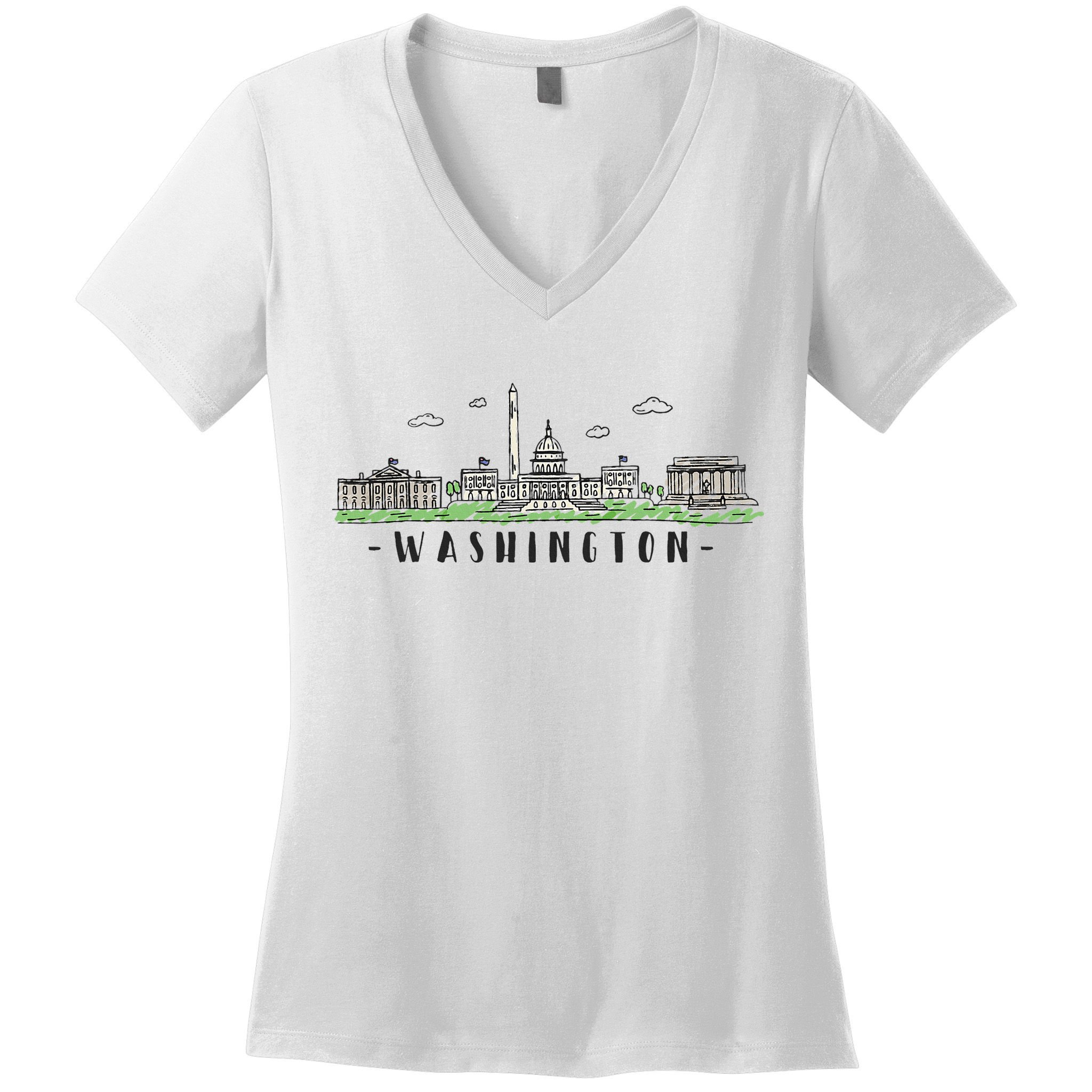 Washington Dc Skyline Vintage Women's V-Neck T-Shirt