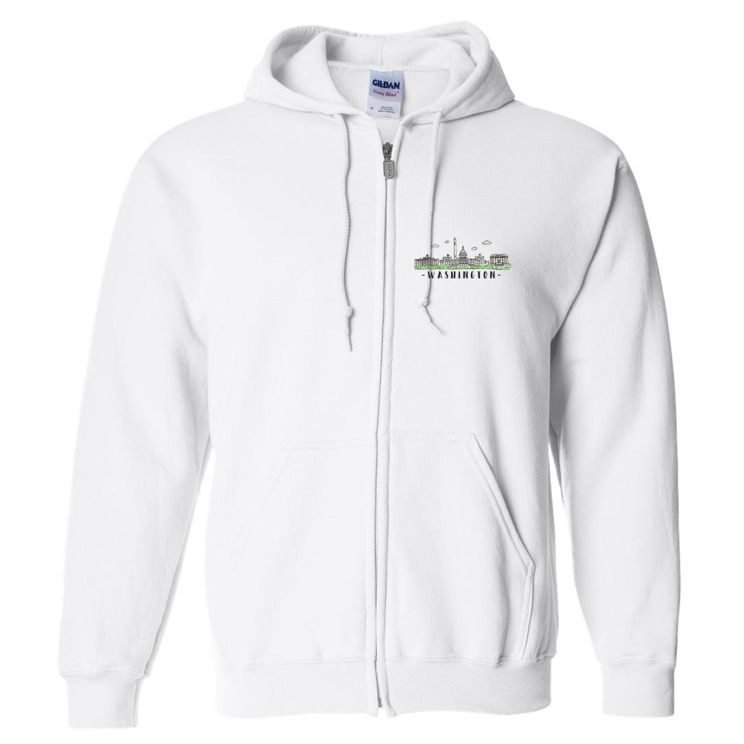 Washington Dc Skyline Vintage Full Zip Hoodie