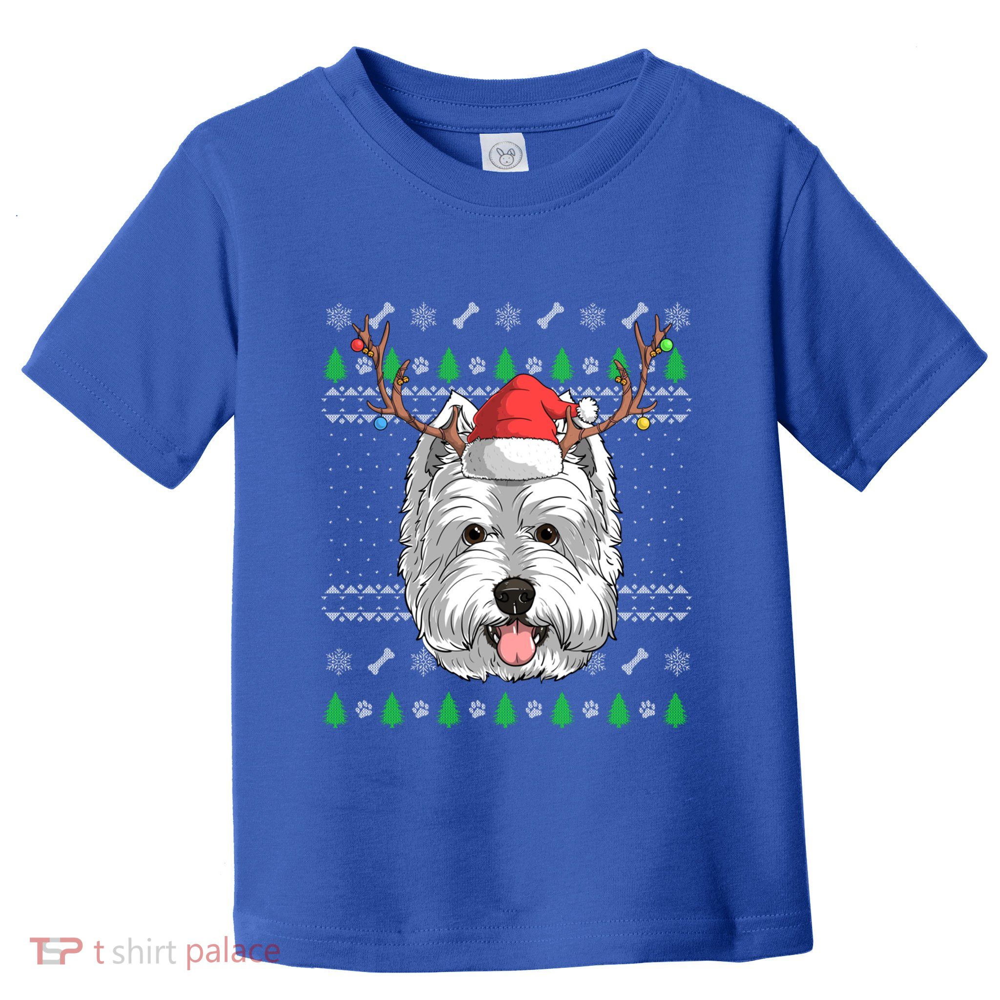 Westie Dog Santa Claus Hat Ugly Christmas Xmas Reindeer Gift Toddler T-Shirt