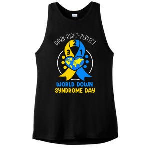 World Down Syndrome Day Awareness 321 T21 Down Right Perfect Ladies PosiCharge Tri-Blend Wicking Tank