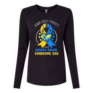 World Down Syndrome Day Awareness 321 T21 Down Right Perfect Womens Cotton Relaxed Long Sleeve T-Shirt