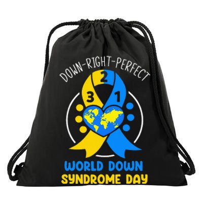 World Down Syndrome Day Awareness 321 T21 Down Right Perfect Drawstring Bag