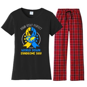 World Down Syndrome Day Awareness 321 T21 Down Right Perfect Women's Flannel Pajama Set