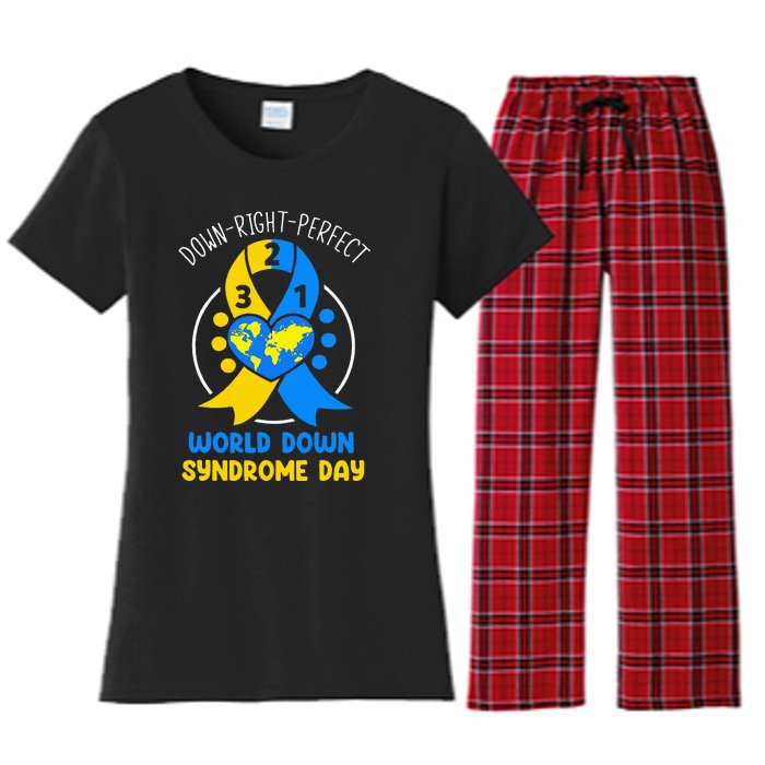 World Down Syndrome Day Awareness 321 T21 Down Right Perfect Women's Flannel Pajama Set