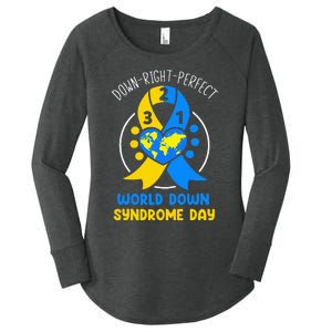 World Down Syndrome Day Awareness 321 T21 Down Right Perfect Women's Perfect Tri Tunic Long Sleeve Shirt