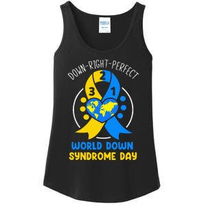 World Down Syndrome Day Awareness 321 T21 Down Right Perfect Ladies Essential Tank