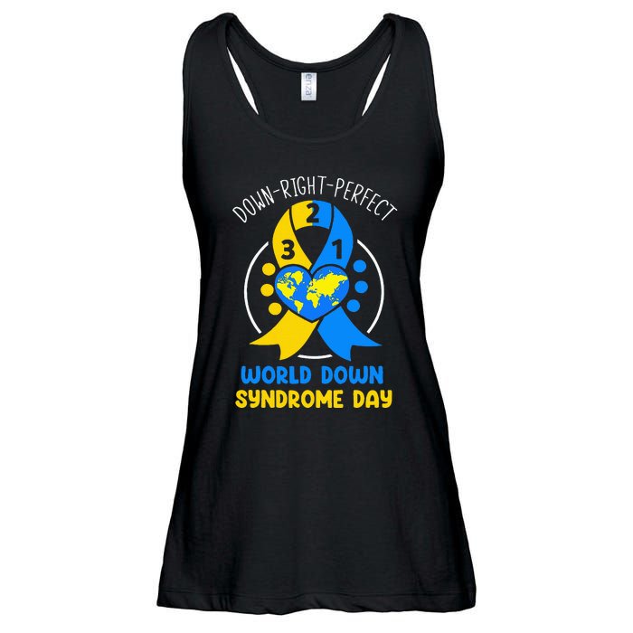 World Down Syndrome Day Awareness 321 T21 Down Right Perfect Ladies Essential Flowy Tank