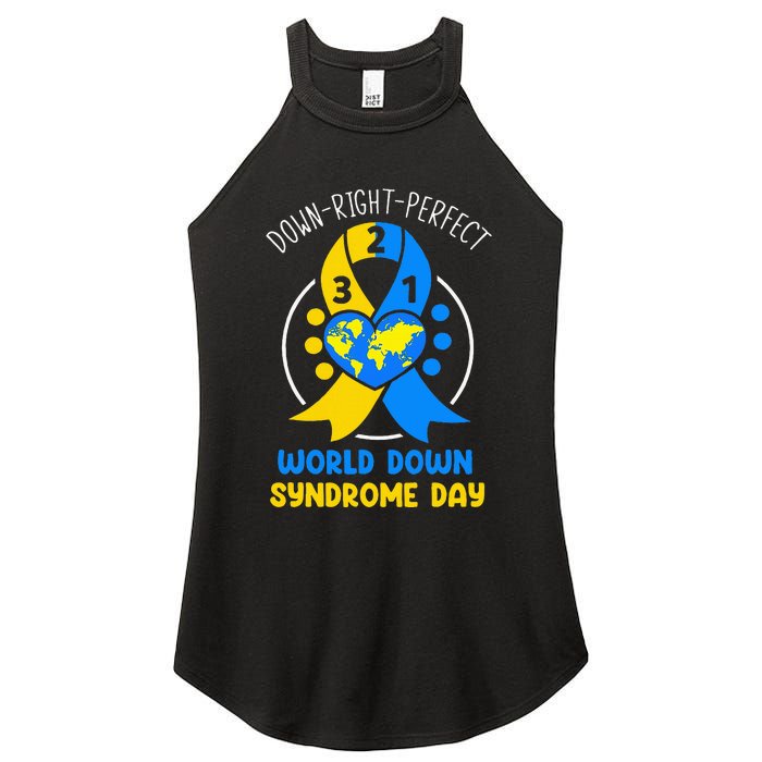 World Down Syndrome Day Awareness 321 T21 Down Right Perfect Women's Perfect Tri Rocker Tank