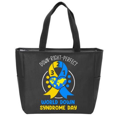 World Down Syndrome Day Awareness 321 T21 Down Right Perfect Zip Tote Bag