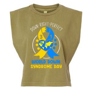 World Down Syndrome Day Awareness 321 T21 Down Right Perfect Garment-Dyed Women's Muscle Tee