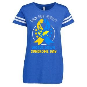 World Down Syndrome Day Awareness 321 T21 Down Right Perfect Enza Ladies Jersey Football T-Shirt