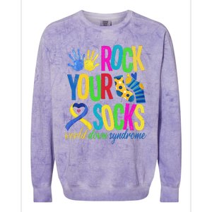 World Down Syndrome Day Quote Rock Your Socks Cool Awareness Colorblast Crewneck Sweatshirt