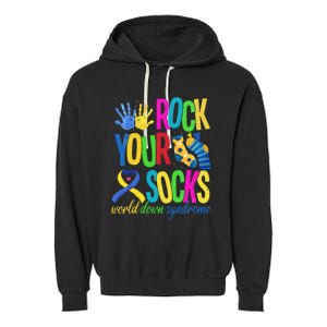 World Down Syndrome Day Quote Rock Your Socks Cool Awareness Garment-Dyed Fleece Hoodie