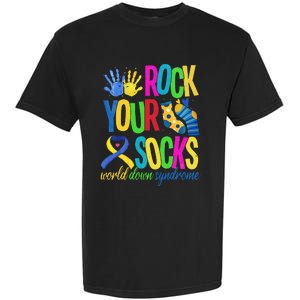 World Down Syndrome Day Quote Rock Your Socks Cool Awareness Garment-Dyed Heavyweight T-Shirt