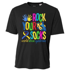 World Down Syndrome Day Quote Rock Your Socks Cool Awareness Cooling Performance Crew T-Shirt