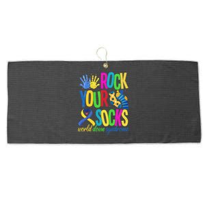 World Down Syndrome Day Quote Rock Your Socks Cool Awareness Large Microfiber Waffle Golf Towel