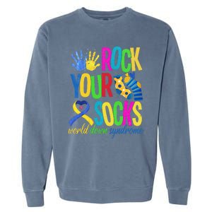 World Down Syndrome Day Quote Rock Your Socks Cool Awareness Garment-Dyed Sweatshirt