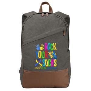 World Down Syndrome Day Quote Rock Your Socks Cool Awareness Cotton Canvas Backpack