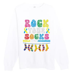 World Down Syndrome Day, Rock Your Socks Awareness Premium Crewneck Sweatshirt