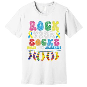 World Down Syndrome Day, Rock Your Socks Awareness Premium T-Shirt