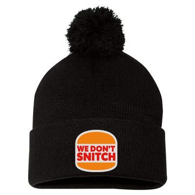 We Don’T Snitch Logo T – Bold Statement Pom Pom 12in Knit Beanie