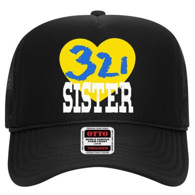 World Down Syndrome Day Trisomy 21 SiSTER Support High Crown Mesh Back Trucker Hat