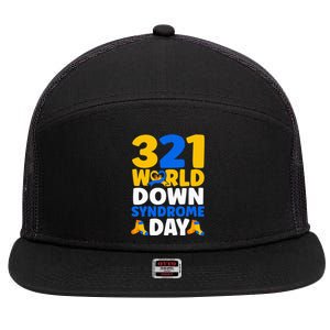 World Down Syndrome Day Awareness March 21 7 Panel Mesh Trucker Snapback Hat